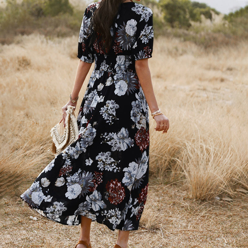 Summer Beach Dress With V Neck